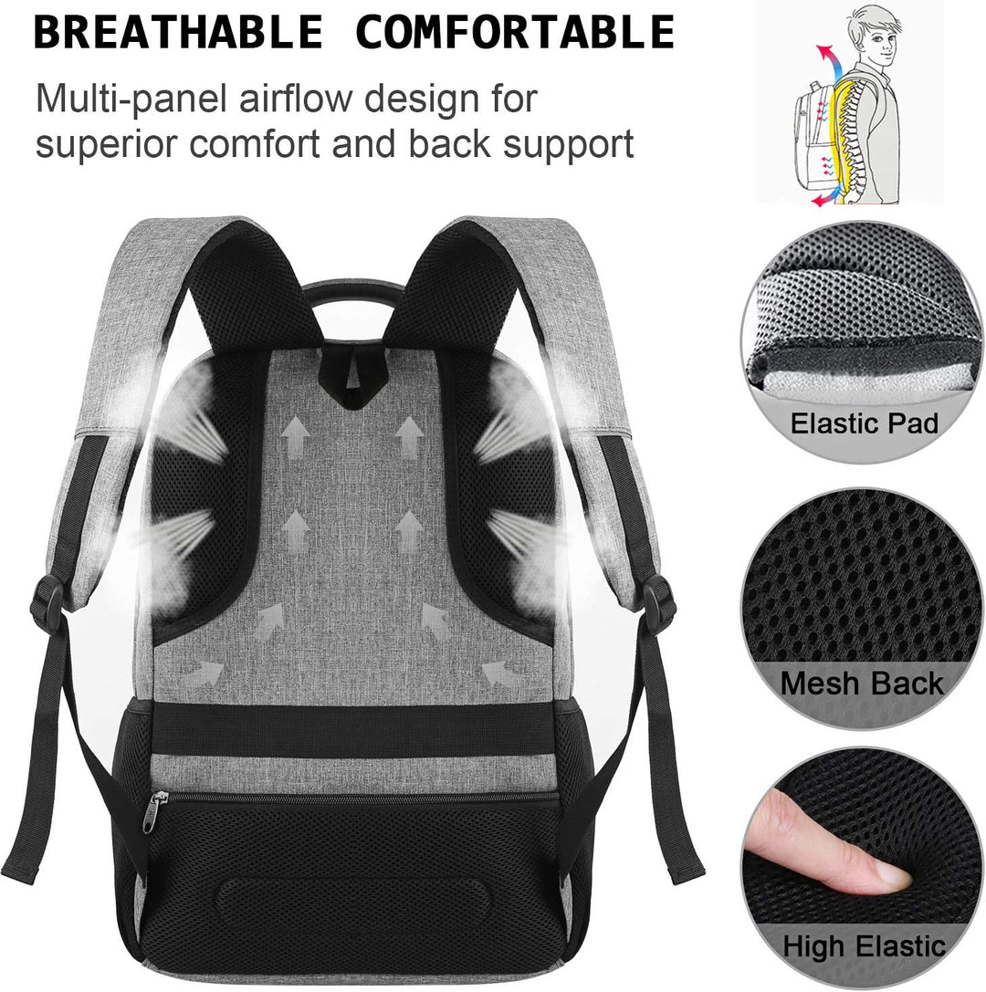Travel-ready anti-theft backpack with luggage strap & hidden secure pockets.