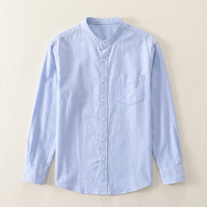 Stylish green long-sleeve button-up shirt for men, a versatile casual and formal menswear option.