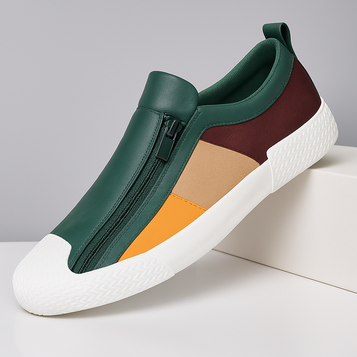 Men's comfortable color block sneakers with cushioned sole, ideal for stylish everyday fashion.