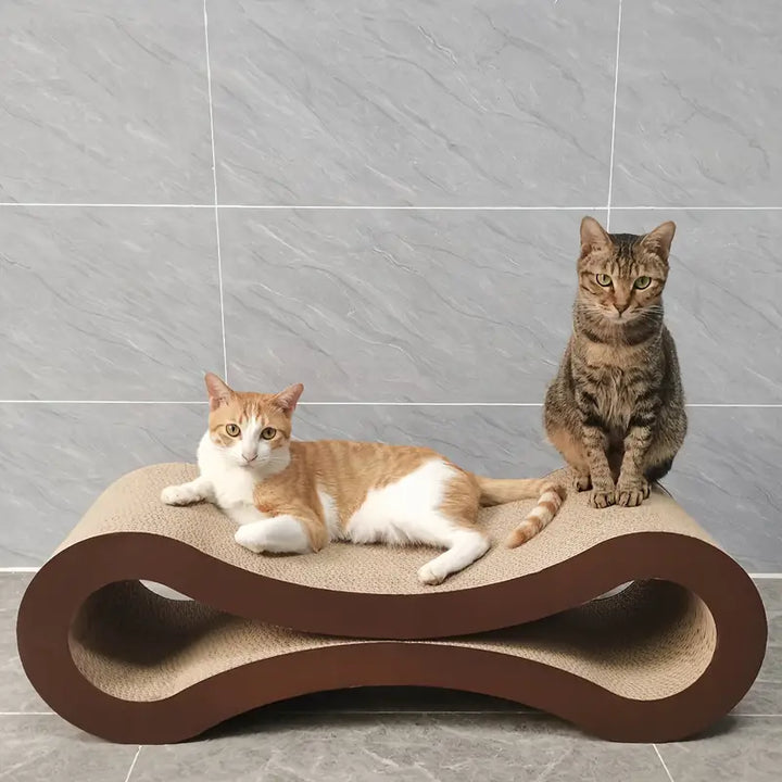 Durable cardboard scratcher and bed, ideal for cats to play and relax