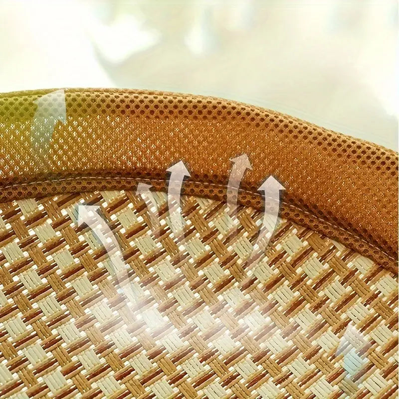 Cute cat sleeping in a natural rattan cooling hammock, cozy and breathable.