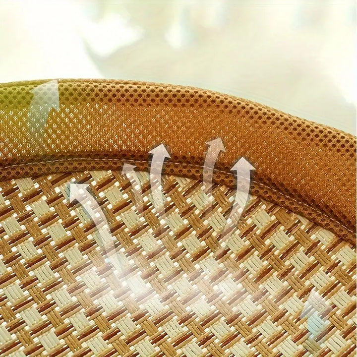 Cute cat sleeping in a natural rattan cooling hammock, cozy and breathable.