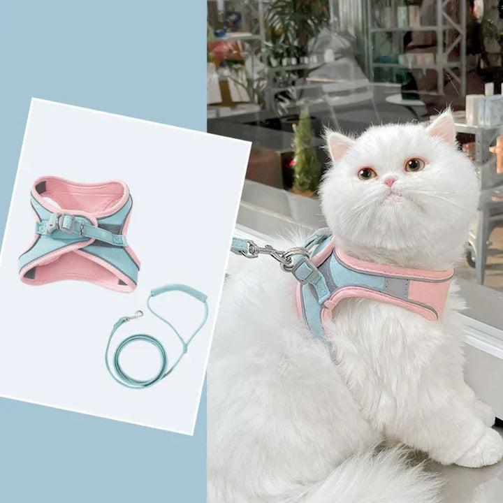 Adjustable pet harness for cats, reflective for safety, soft and comfortable material