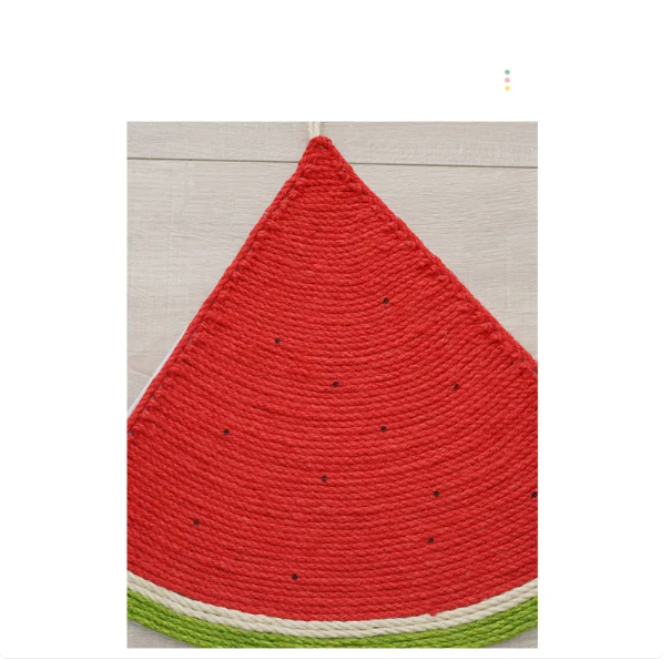 Durable cat scratching mat in fun fruit shapes, perfect for feline dental health