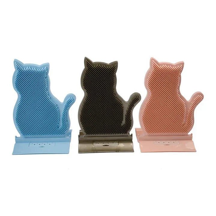 Compact self-grooming cat scratch board fitting perfectly in a cat's home, offering grooming and play