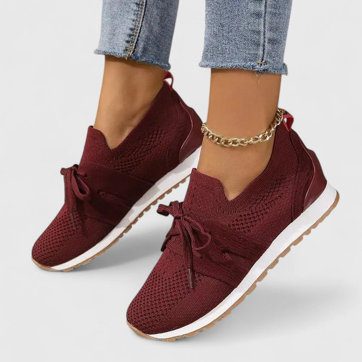 Breathable women's slip-on sneakers, non-slip sole for safe walking and activewear comfort.