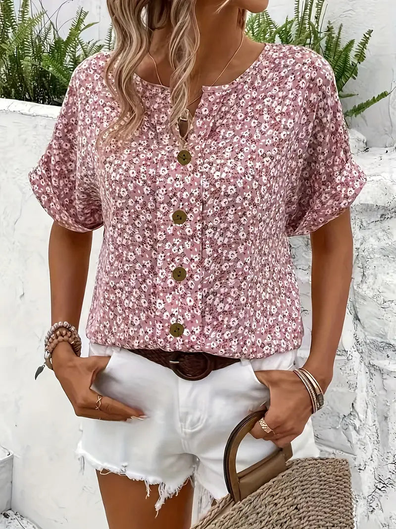 Stylish women's floral print long-sleeve blouse. Perfect chic top for spring/summer fashion & versatile daily wear.