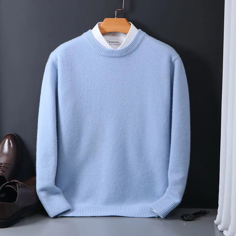 Men's smart casual crew neck knit sweater, a timeless long sleeve design for everyday wear.