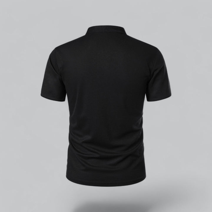 Men's classic button collar polo, short sleeve, ideal for office or weekend casual.
