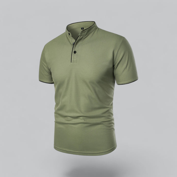 Men's classic button collar short sleeve polo, essential for daily, versatile style.