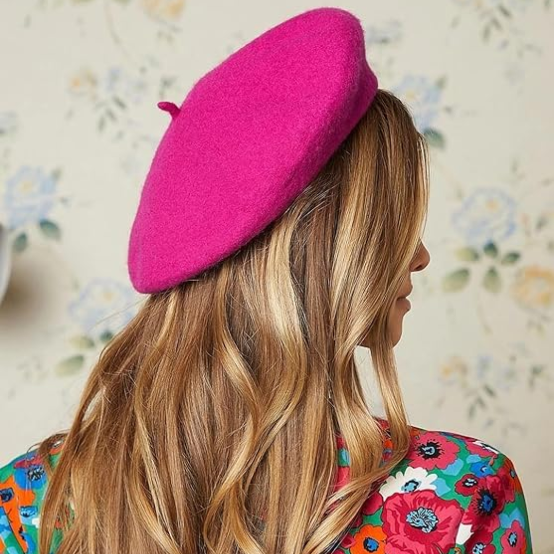 Soft knit women's beret, a cozy classic French hat for winter warmth & style.