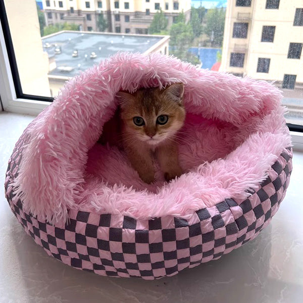 Cute pet cave bed, a cozy cat bed or small dog bed for anxiety relief