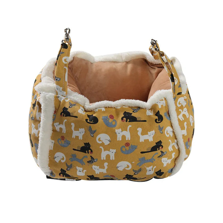 Cute patterned cat bed, a relaxing and washable sleeping basket, perfect for any feline.