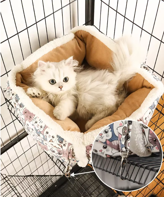 Patterned cat sleeping basket, a soft and washable pet bed designed for ultimate cat comfort.