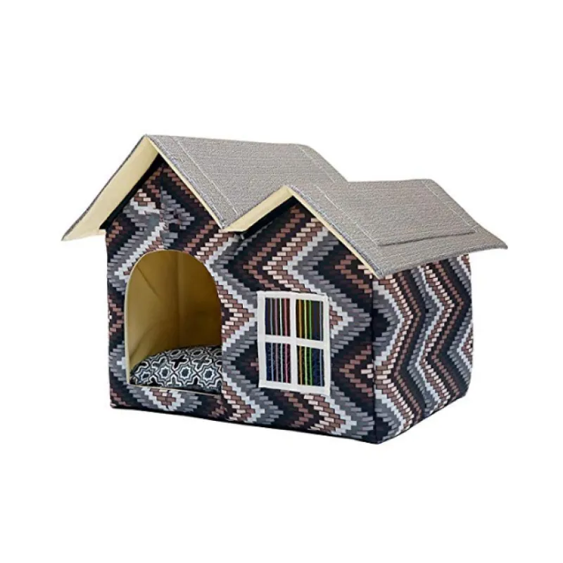 Cat bed in an adorable house design with a small window, a perfect pet gift for cats.