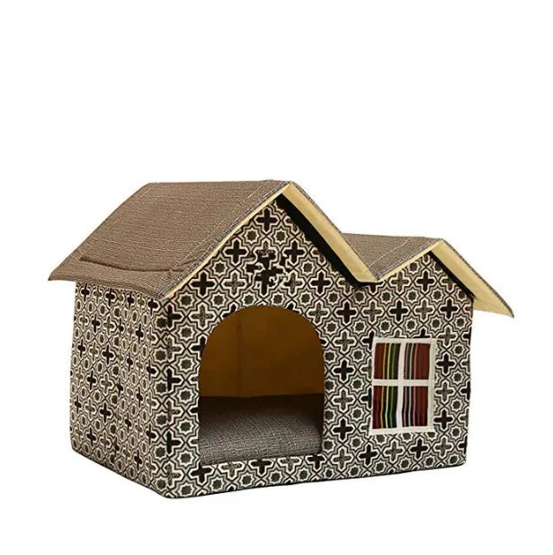 Indoor cat house, house design pet furniture with a window, for a cozy and secure feline retreat.