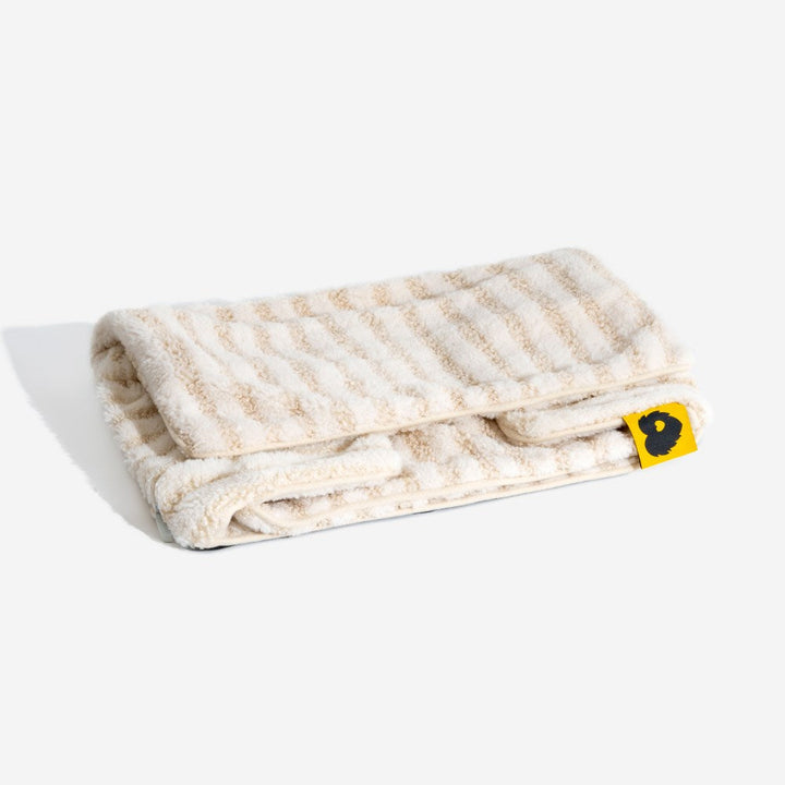 Striped pet bed faux lambswool, a warm retreat for your dog or cat, comfortable & durable