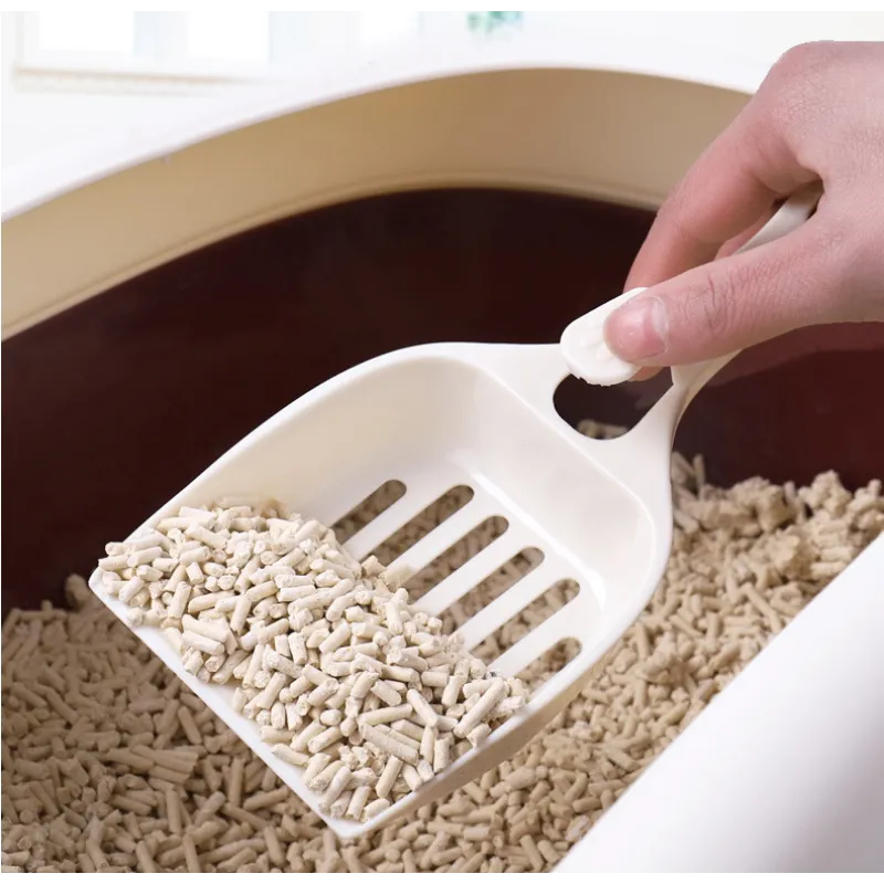 Ergonomic cat litter scoop with decorative cat head handle, pet cleaning tool for feline care