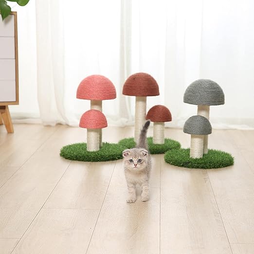 Feline fun: Cute mushroom cat scratcher with durable sisal, perfect cat accessory