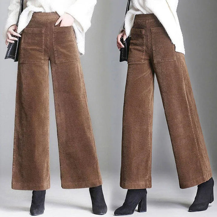 Chic women's retro high-waist flare trousers with comfortable fit, perfect for casual or semi-formal wear.