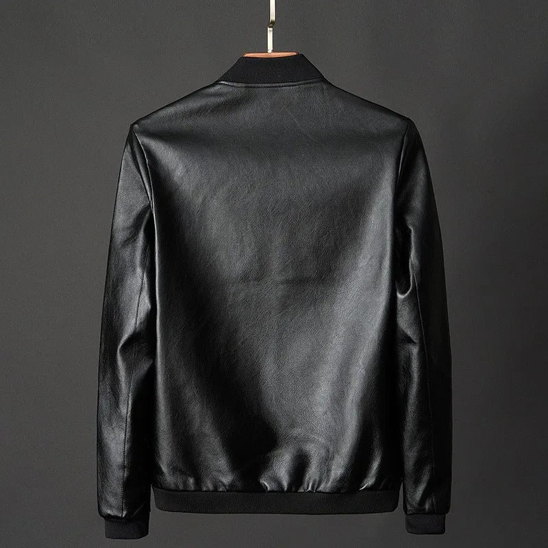 Front view of a men's sleek water-resistant everyday jacket, showcasing its classic fit and durable all-weather design.