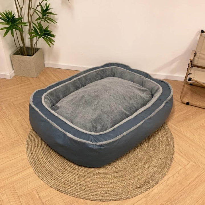 Orthopedic dog bed, dark brown pet lounger, comfortable & durable with washable cover
