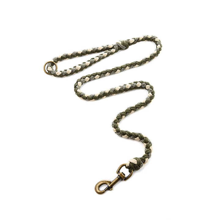 Complete pet accessory: Dog anti-pull collar and leash set, painstakingly hand-woven hemp rope and faux leather