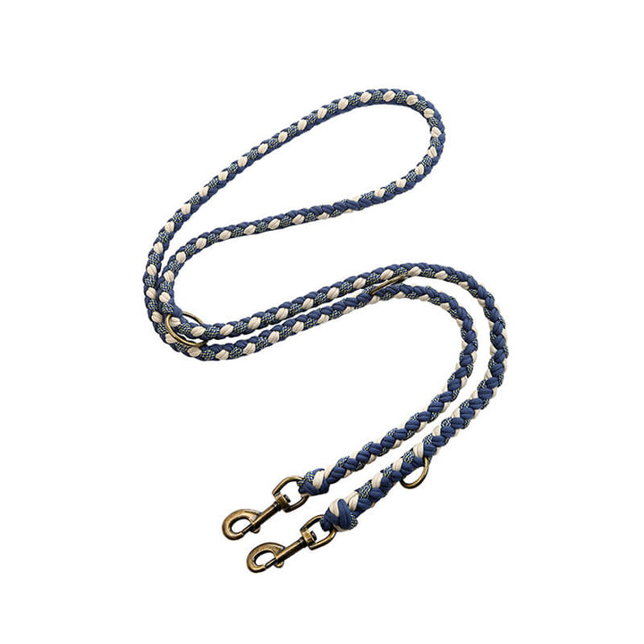 Hand-woven hemp rope dog collar and leash set, anti-pull design to reduce pulling, with faux leather durability