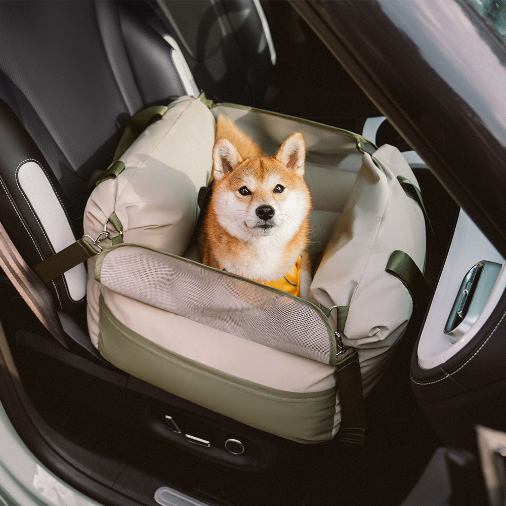 Dog booster car seat for anxiety relief, soft interior for small dog comfort