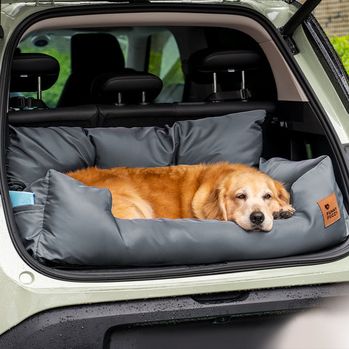 Medium dog car safety bolster bed, waterproof material, easy to clean.