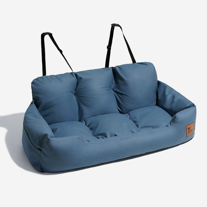 Medium dog car seat, waterproof back seat bed, ensures travel safety.