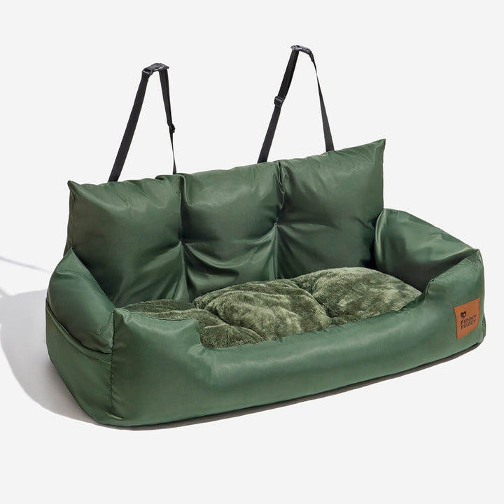 Waterproof back seat dog bolster bed, medium pet travel safety seat.