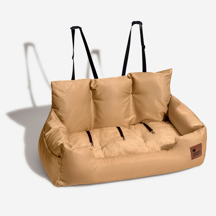 Travel safe with this dog back seat bolster bed, large size, pet comfort.