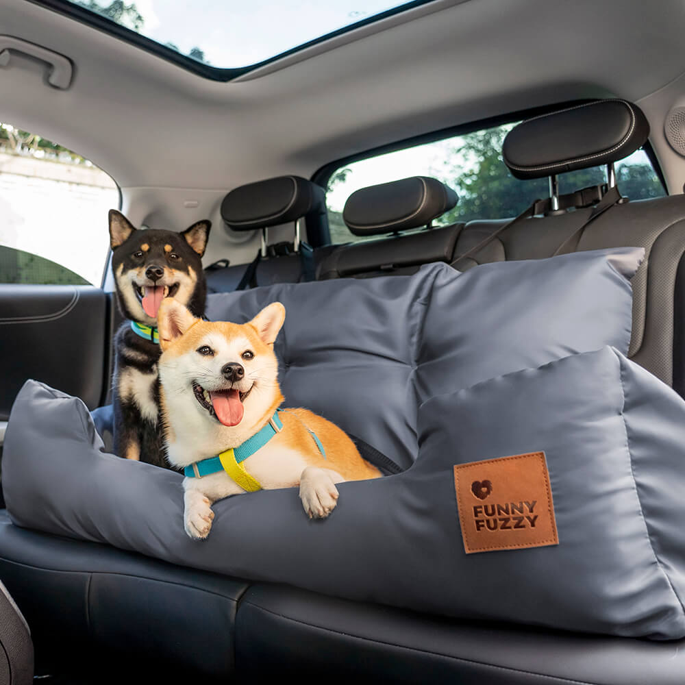 Waterproof back seat dog travel bed for medium pets, ensures car safety.