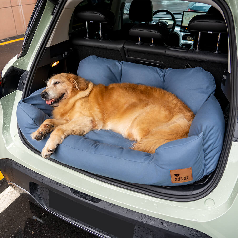 Waterproof dog car bed for back seat, medium, protects upholstery.