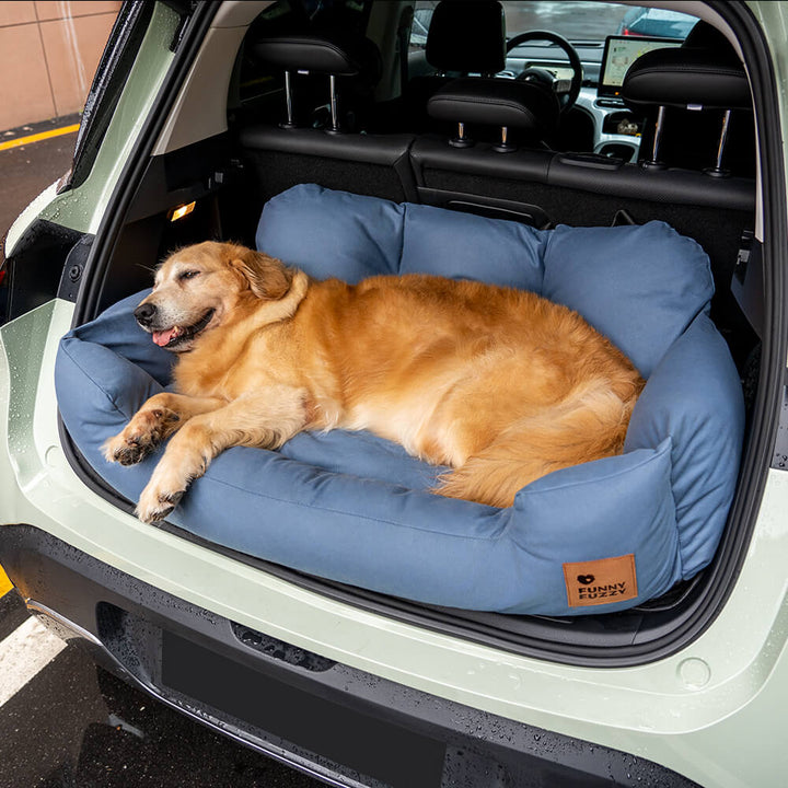 Waterproof dog car bed for back seat, medium, protects upholstery.