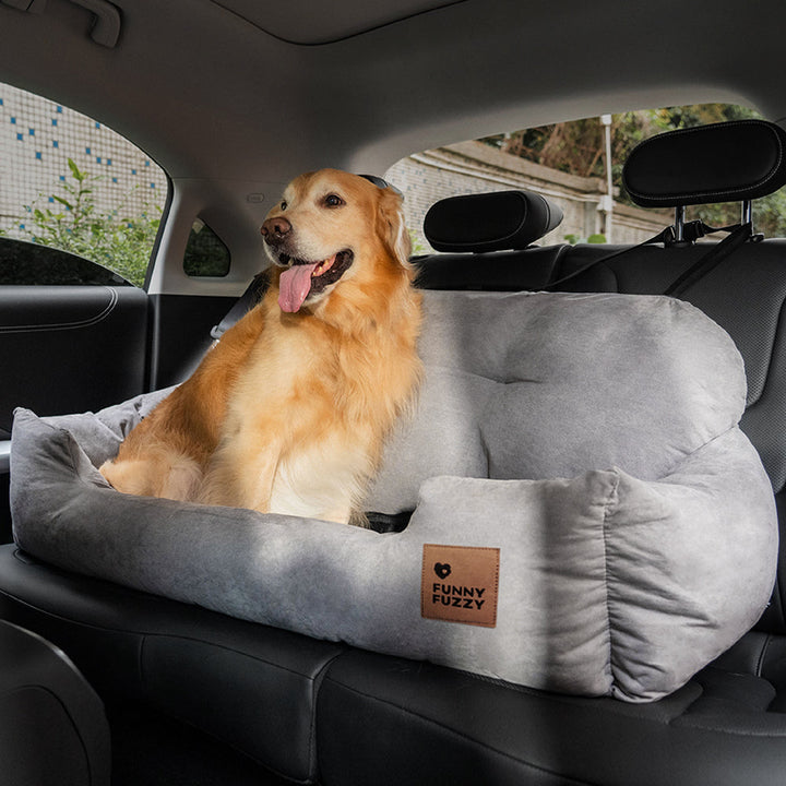 Dog travel comfort: large dog back seat bolster bed, durable and cozy.