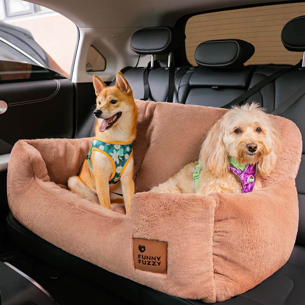 Waterproof dog car bed for back seat, medium, with sturdy bolsters.
