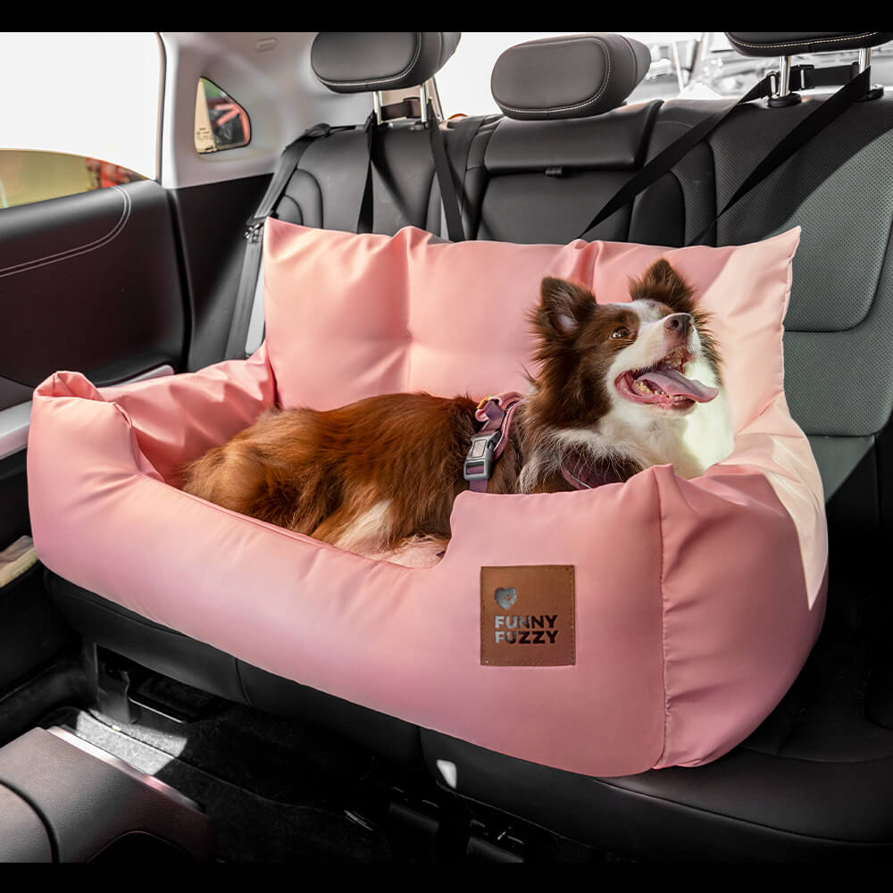 Medium dog car seat, back seat travel bed, waterproof, pet safety.