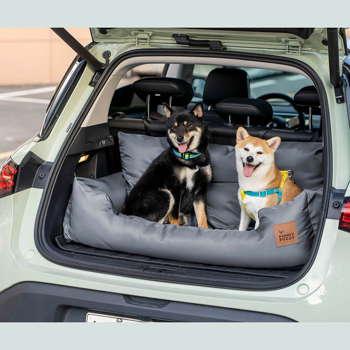 Waterproof dog car safety seat, medium, back seat bed for comfortable travel.
