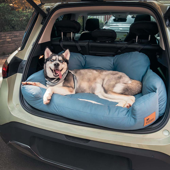 Medium dog car travel bed, back seat, waterproof, essential auto accessory.
