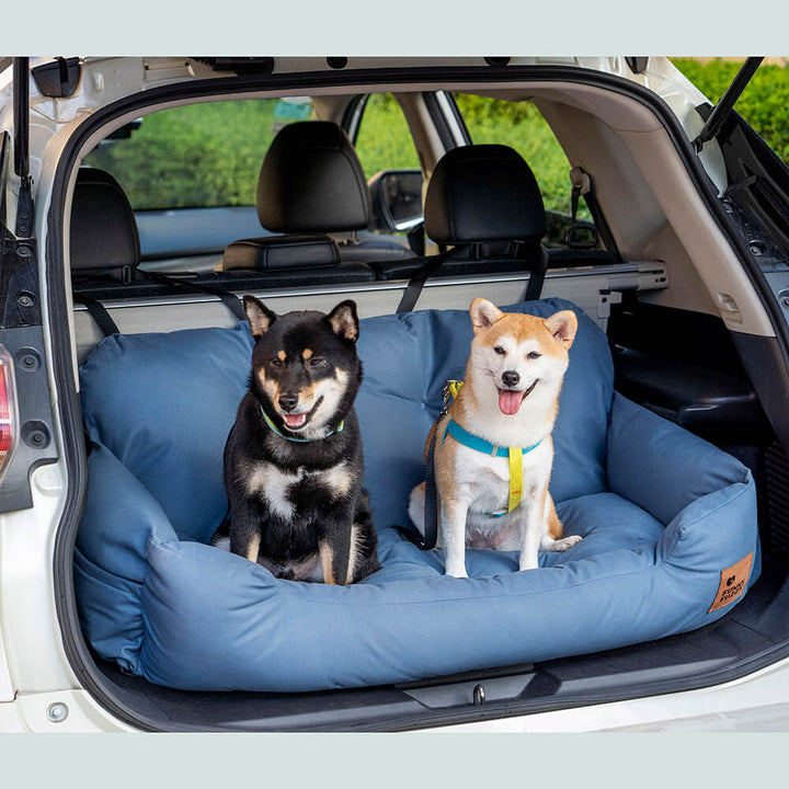 Pet travel dog car seat with high bolsters for safety, medium size.