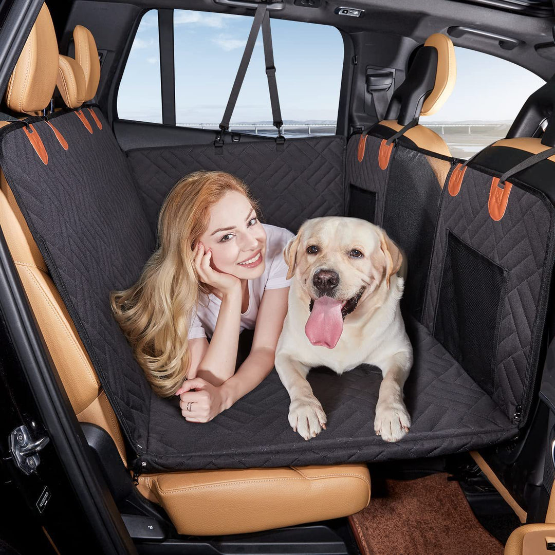 Dog car seat extender with hard bottom, black waterproof pet travel backseat protector