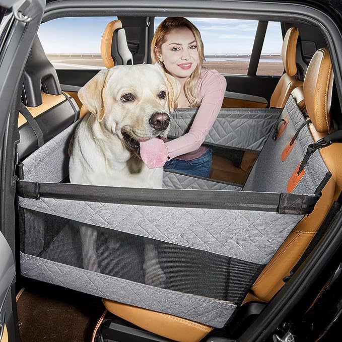 Durable dog car seat for cars with hard floor, high sidewalls, ideal for pet travel safety.