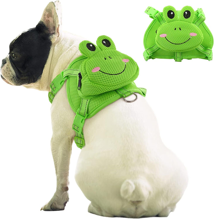 Dog no-pull backpack harness, blue, for hiking, with D-ring