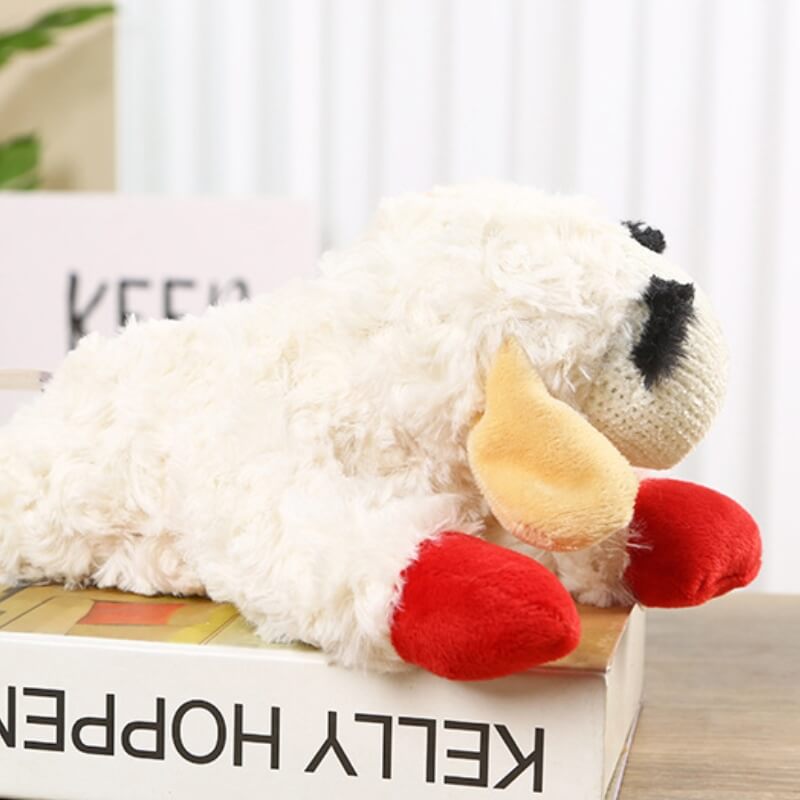 Dog plush lamb squeaker toy, perfect for interactive play and canine enrichment