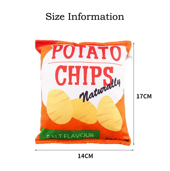 Crisps bag squeaker dog toy, durable soft pet supply for energetic play