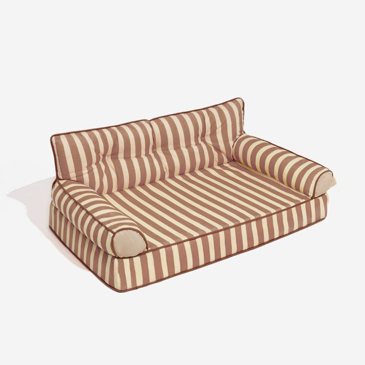 Foldable striped dog bed, a water-repellent pet sofa. Non-slip, easy clean & portable pet furniture for indoor use.