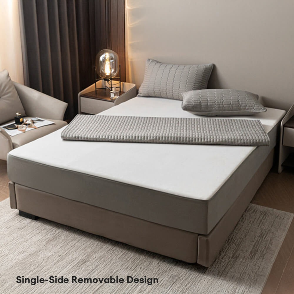 Hypoallergenic mattress protector, dust mite & pet-friendly, with full enclosure zipper for complete bed protection.