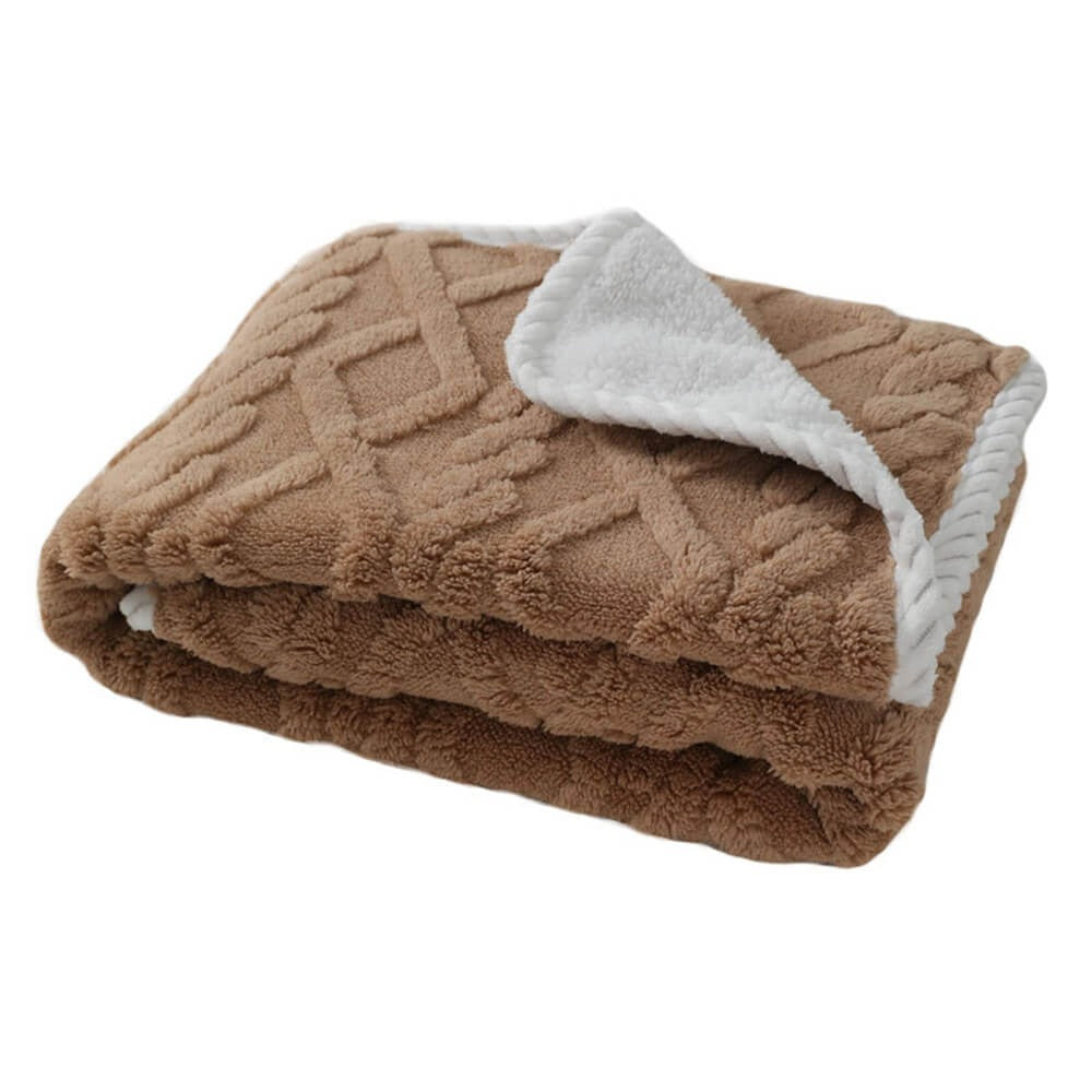 Plush waterproof dog blanket in curry, soft fleece for pet comfort, protection, and washable convenience.